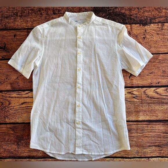 Zara stand collar flowy white button shirt. Size‎ Small - Picture 1 of 13